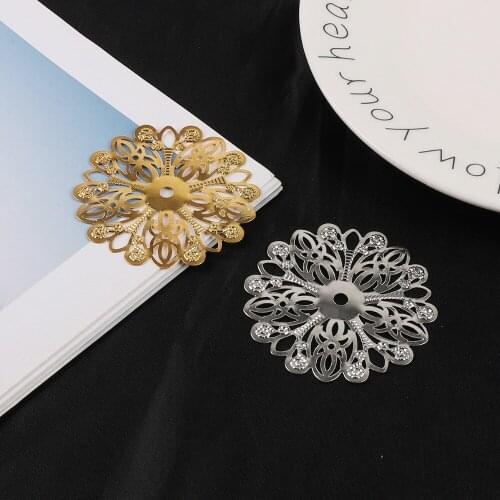 4pcs/lot Dia 5.2cm Gold/Rhodium Plated Tone Filigree Connectors Metal Craft Gift Decoration DIY Jewelry Making