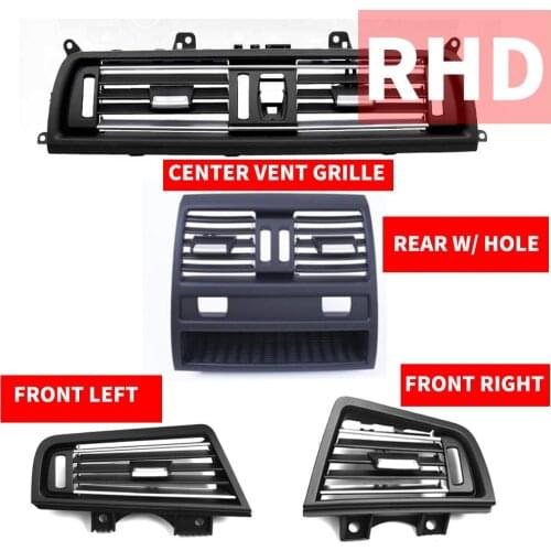 4x RHD Front Left Right Center Rear W/ Hole Air Condition Vent Grille Outlet Panel Chrome Plate For BMW 5 Series F10 F18 10-2017