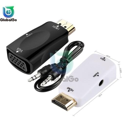 HDMI To VGA Adapter Audio Cable Male to Female Converter Digital Analog Video Jack Audio Adaptor for HDTV Laptop PC Projector