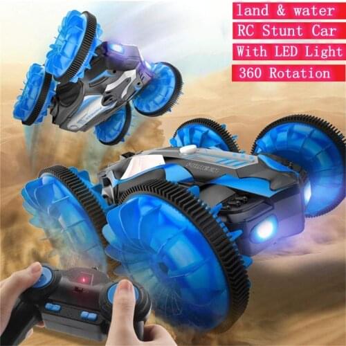 Water and Land 2 IN 1 RC Amphibious Car 360 degree Rotation Remote Control RC Stunt Car With LED Night Light RC drift Car gifts