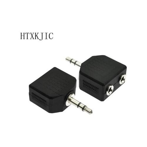 Black Color 3.5mm Jack 1 to 2 Double Earphone Headphone Y Splitter Cable Cord Adapter Plug for MP3 Phone Free Shipping