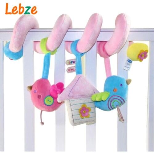Baby Crib Musical Toy Cot Stroller Hanging Rattle Infant Educational Toy Soft Plush Birds Doll Cute Newborn Gift