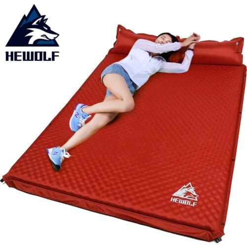 HEWOLF outdoor thick 5cm automatic inflatable cushion pad outdoor tent camping mats double inflatable bed mattress 2colors