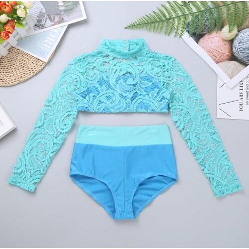 FEESHOW Kids Girls Outfit Lace Cross Back Crop Top with Dance Shorts Set Ballet Dance Leotard Ballerina Performance Costume