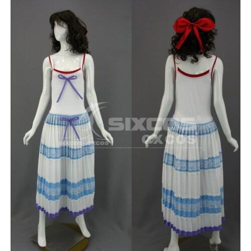 Final Fantasy VII:Advent Children Aerith Gainsborough Cosplay Costume Suspenders Pleated Dress Role Play Clothing Custom-Make