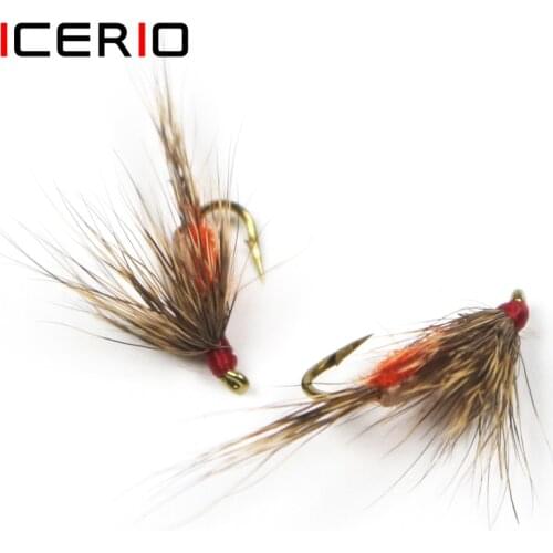 ICERIO 10PCS Deer Hair Caddis Dry Fly Tying Hook Trout Fishing Fly Lure Humpy Fly