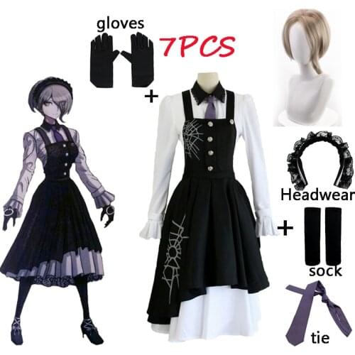 7PCS New Danganronpa V3 Tojo Kirumi Cosplay Costume Japanese Game Anime Uniform Suit Outfit Clothes and Wigs Halloween Cosplay