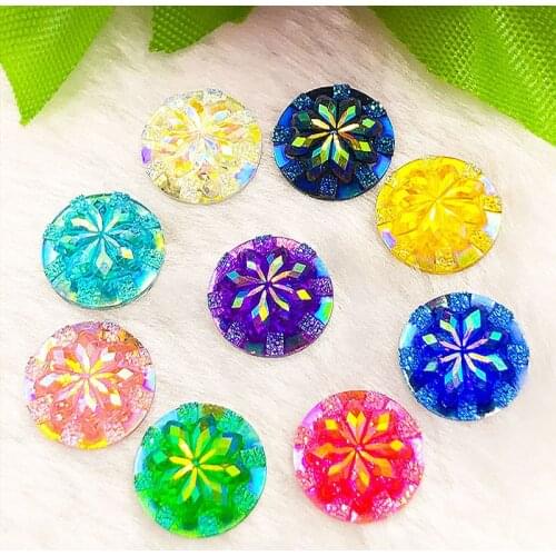 80PCS AB 12mm Round ResinRhinestone Scrapbook Wedding DIY Crafts