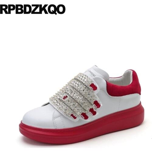 Elevator wide fit 2019 creepers platform shoes diamond trainers rhinestone thick sole crystal luxury white flats sneakers women