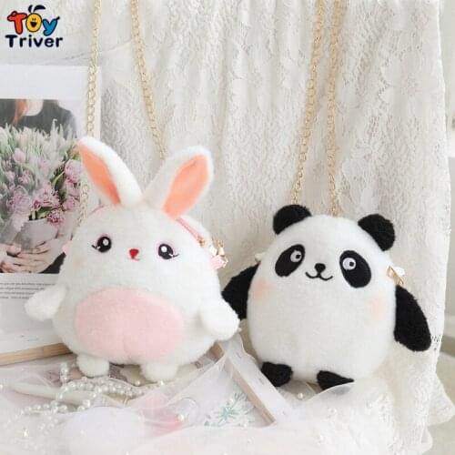 Kawaii Panda Rabbit Shoulder Bag Plush Toy Triver Purse Wallet Cosmetic Make Up Pouch Wallet Kids Children Girl Birthday Gift