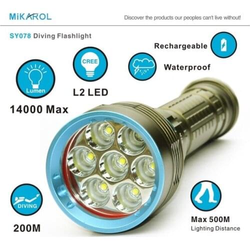 High-power diving flashlight L2 white light yellow light yellow 7 lamp L2 underwater rechargeable floodlight