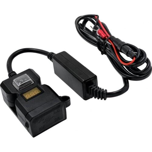 Motorcycle Mobile Phone USB Charger Dual USB Ports Double Brackets Univesal QC3.0 Quick Charger for Motorcycle Handlebar/Rearmir