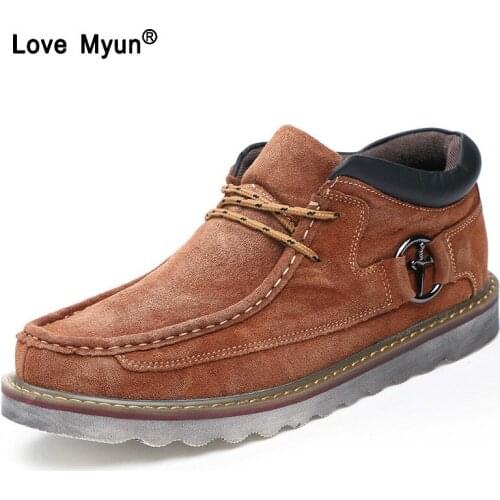 Autumn Winter Male Classic Split Natural Leather Warm Snow Boots Mens Woollen Plush Ankle Boots Shoes thn89