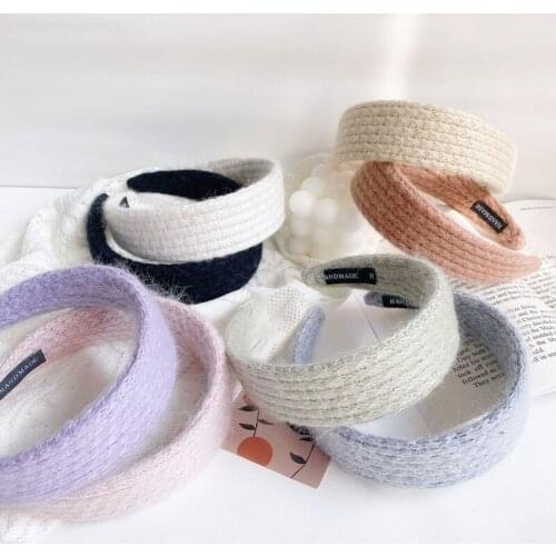Gentle retro wool headband mohair knitted headband broad-brimmed hairpin temperament pressure hair accessories headwear women