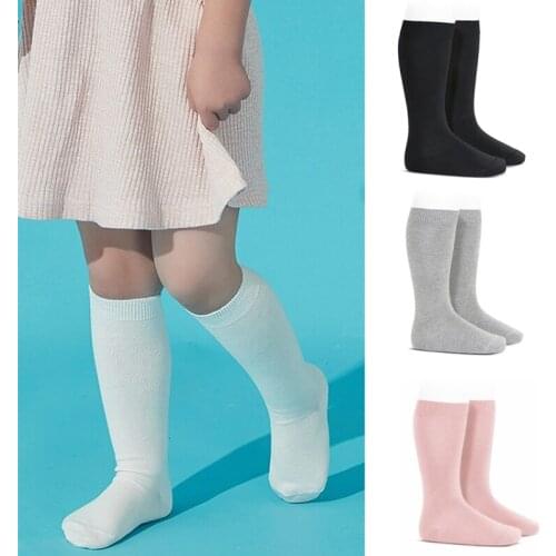New Brand Baby Girls Boys Socks Toddlers Newborn Knee High Long Soft Kids Plain Socks 100% Cotton For 0-5 Years Children Socks