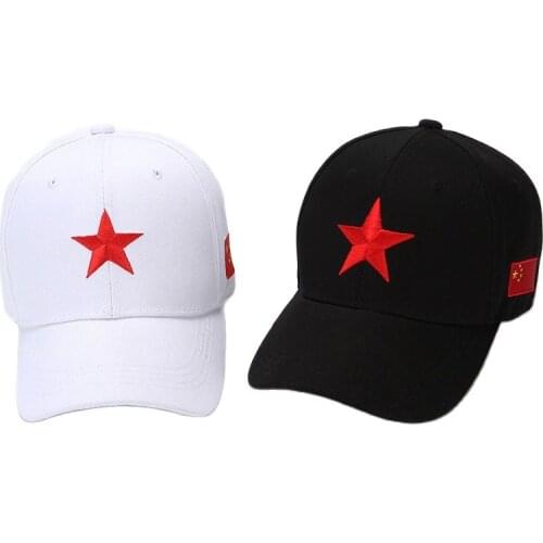 New Five-Star Red Flag Embroidered China Baseball Cap Men Women for Ethnic Chinese People Patriot Black White Cap