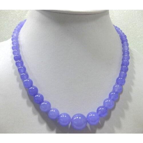 Charming 6-14mm purple natural stone necklace
