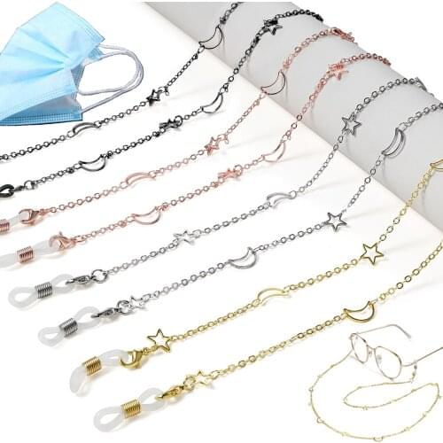 2021 New Fashion Hollow Star Moon Glasses Chain Mask Lanyard Sweet Eyeglass Lanyard Sweet Sunglasses Necklace Jewelry for Women