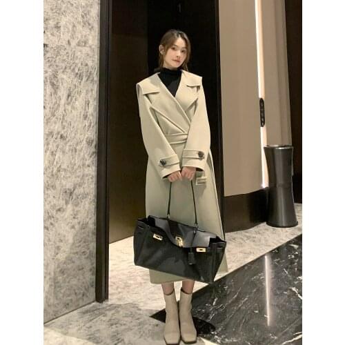 New 100% wool high-end double-sided cashmere coat in autumn and winter 2021 womens loose and thin wool coat