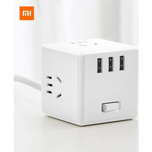 Xiaomi Rubiks Cube Converter 3 National Standard Combination Holes 3 USB Ports Wired/wireless Optional 2-in-1 Socket Charger