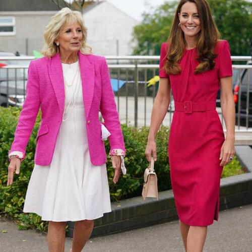 2021 New Red Solid Kate Pricess Dresses Fashion O-Neck Work Dresses 7113