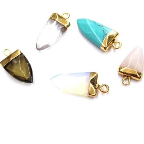 Natural Stone Pendant Necklace Accessories Cone Faceted Agate Crystal Turquoises Charms for Jewelry Making Bracelet Earrings