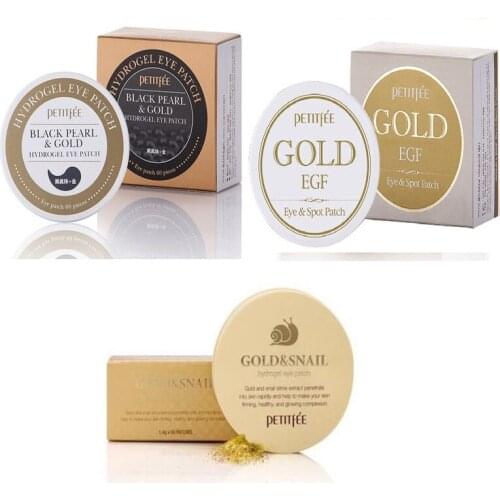 PETITFEE Gold Snail Eye Patch + Black Pearl Gold Eye Mask+ Gold EGF Spot Patch Korea Cosmetics