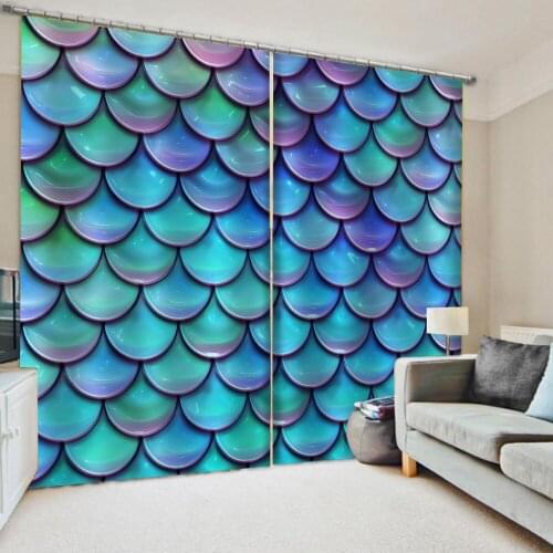 Custom photo blue curtains stereoscopic curtain Bedroom living room windproof thickening blackout fabric