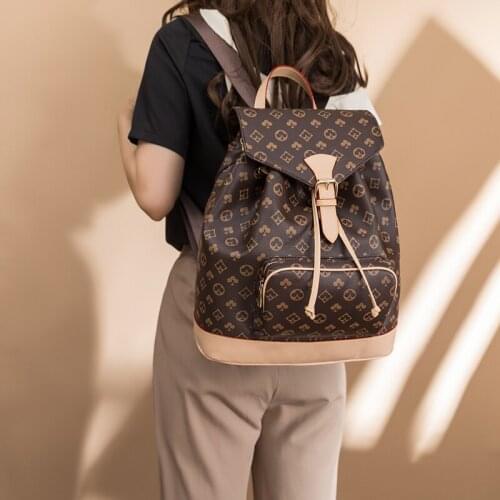Printed High-end Designer Womens Backpack 2021 Summer New Leather Fashion All-match Ladys Travel Diagonal Shoulder Bag