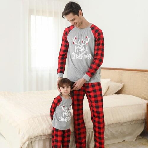 Christmas Family Pajamas Sets Father Mother Children & Babys Matching Sleepwear Plaid Mommy and Me Xmas Clothes Tops+Pants