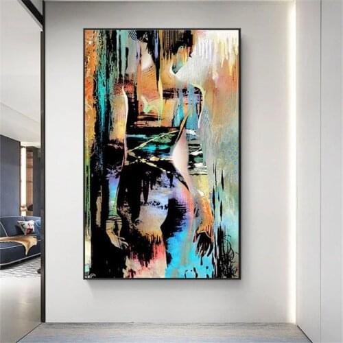 Hand Painted Modern Abstract Figures Art Nude Wall Canvas Oil Paintings Drawing Decoration for Living Room Large Size Frameless
