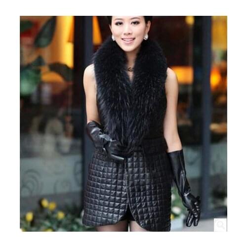 S/9XL Womens Spring Autumn Long Patchwork Pu Leather Vests Man-Made Fur Stitching Waistcoats Black Vest Coats Plus Size K222