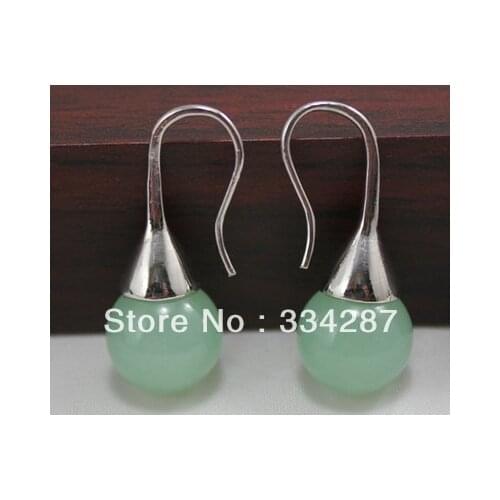 6 color!12mm green/pink/yellow/red/blue/purple Natural jade tiger stone dangle earring