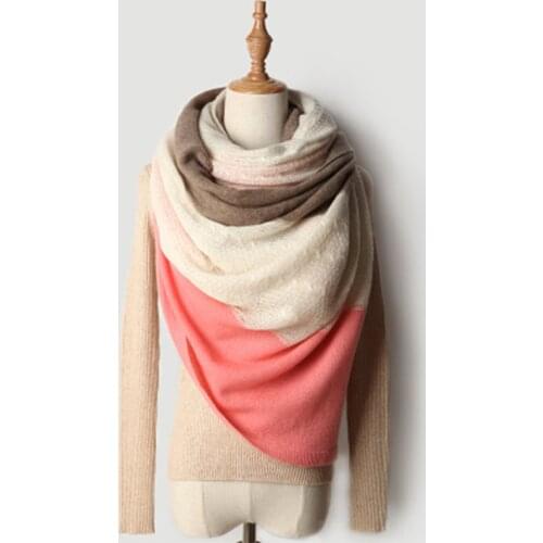 Natural Pure 100 Cashmere Scarf Women Knitted Autumn Winter Three-color Twisted Pink Shawl Wrap Warm Thicken Capes Poncho