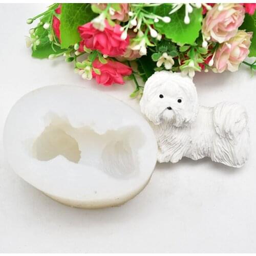 3D Cute Shih Tzu Dog handmade soap mold chocolate cake decorating tools DIY fondant silicone mold Flexible Baking Mold