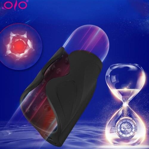 OLO Rechargeable Tongue Licking Vibrator For Men Masturbator Cup For Male Penis Glans Stimulator Massager Stamina Trainer