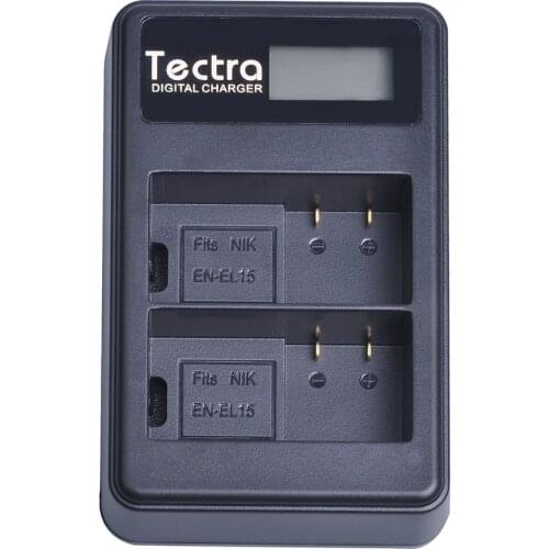 Tectra High Quality EN-EL15 EN EL15 LCD USB Dual Charger for Nikon D7000 D7100 D800 D800E D600 D610 D810