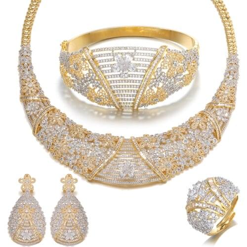 TIRIM Big Sale Nigeria 4pcs Bridal Cubic Zirconia Jewelry Sets For Women Party Luxury Necklace CZ Crystal Wedding Jewellry Set