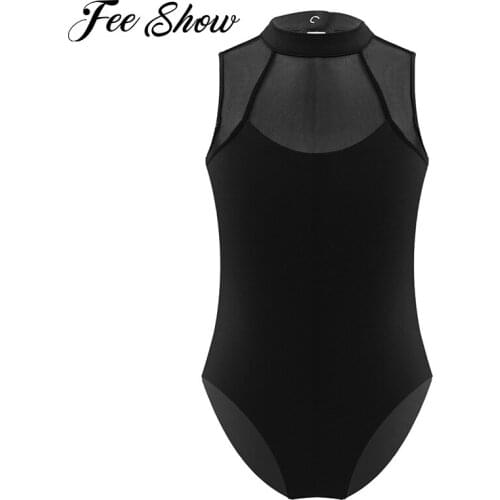 Professional Ballet Leotards For Girls Dance Costume Sleeveless Mesh Splice Kids Ballet Dance Wear Gymnastics Leotards Fitness