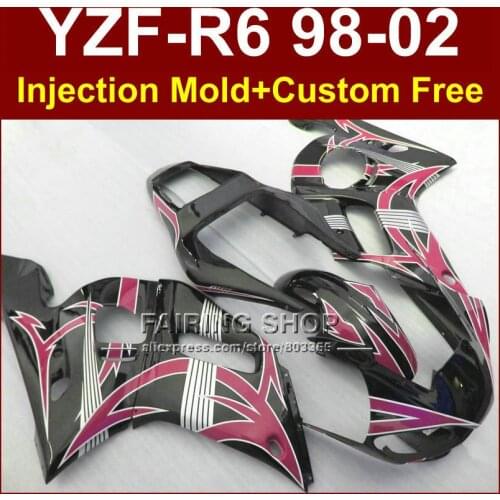 YG7R black fairings for YAMAHA R6 1998 1999 2000 2001 2002 fairing kit R6 98 99 00 01 02 IT3D