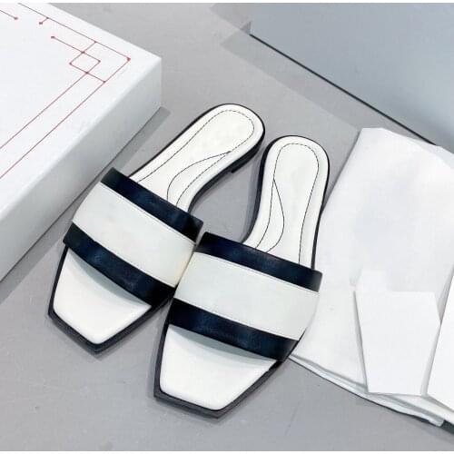 Summer 2021 MQ new letter flat bottomed solid color beach versatile open toe womens shoes slipper sandal