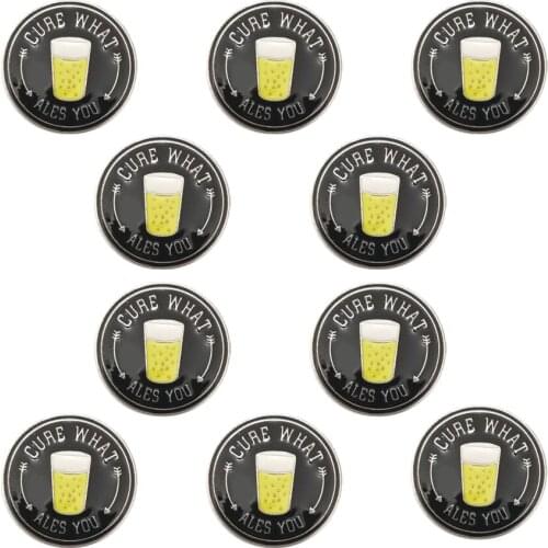 10pcs Beer Enamel Pin For Backpacks Custom Vintage Brooch Bag Hat Badges Cure What Ales You Jewelry Gift