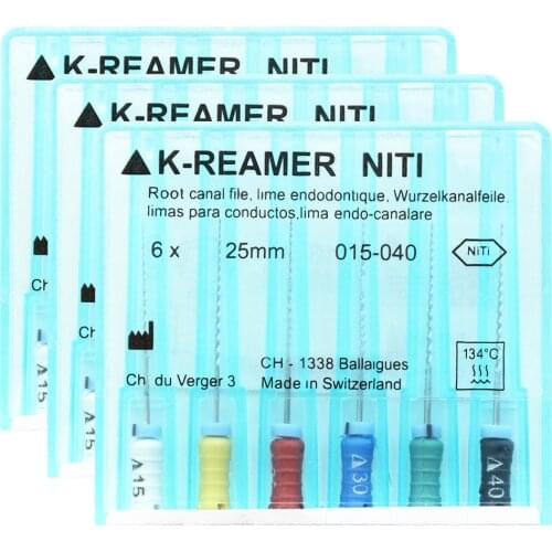 3 Packs Dental K-REAMER NiTi Flexible 21/25mm 015-040 Endo Root Canal Hand Files Endodontic Instruments