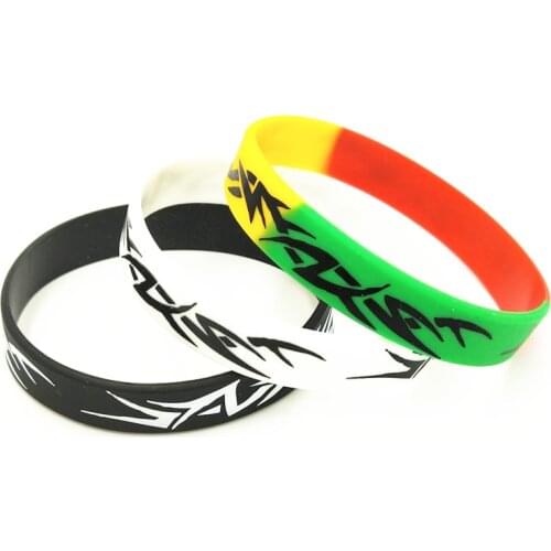 3PCS Fashion Ghana Silicone Bracelet&Bangles Black White Color Silk screen Silicone Wristband for Adults jewelry Gifts SH273