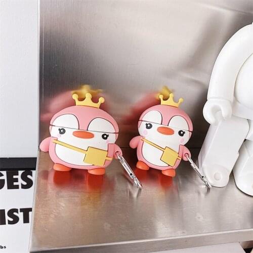 3D Emperor Penguin Cartoon Cute Headset Case for Airpods Pro 1 2 Silicone Soft Headphone Cover for Apple Airpods 2 Case funda