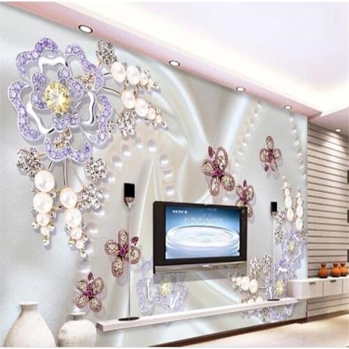 Beibehang 3d custom photo wallpaper wall murals wall stickers Picture pearl diamond mosaic flower diaoyi flower TV backdrop