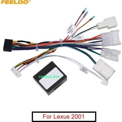 FEELDO Car Stereo 16pin Wiring Harness With Canbus Box For Lexus 2001 Audio Radio Installation Wire Adapter