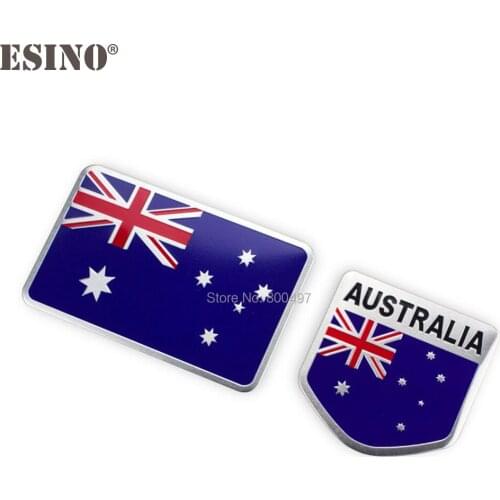 Car Styling New Design Australia National Flag Set 3D Metal Chrome Aluminium Alloy 3D Emblem Badge Sticker Decal Auto Accessory