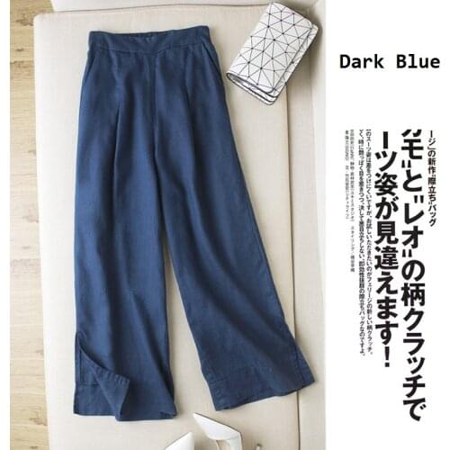 Newest women cotton linen pants straight width legs long pants ladies linen trousers women lang pants fashion clothes popular