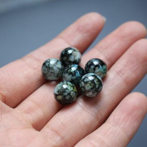 30 Pieces/lot) 10mm Acrylic beads Printing loose beads Mottled Black Yellow Tone for jewelry making